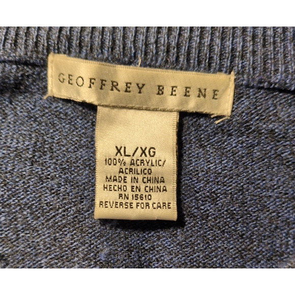 Geoffrey Beene Sweater Men’s XL Blue Acrylic Embroidered Square Retro Style - Picture 5 of 8